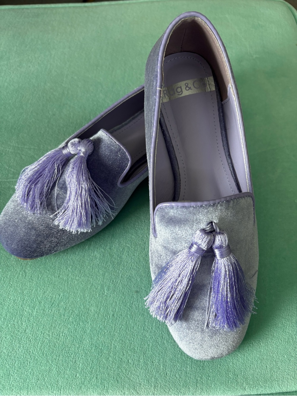 Rag & Co. Lilac Velvet Tassel Loafers
